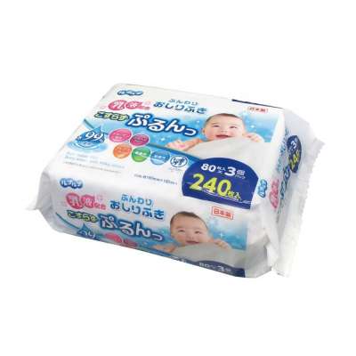 Japan Baby Wipes 99% Water with Milk Lotion baby (80 sheets x 3)/pack Wholesale